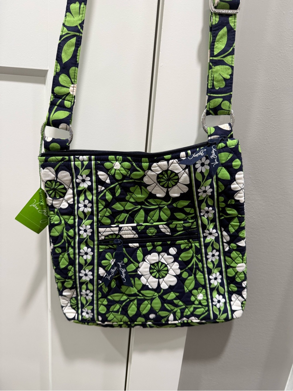Vera Bradley Navy, Green & White Quilted Floral Crossbody